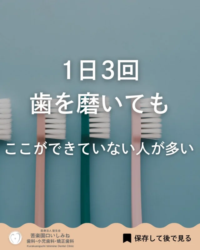 こんばんは🌇
苦楽園口いしみね歯科・小児歯科・矯正歯科です🦷

「1日3回、歯を磨いている」
それでもトラブルが起きる人は、実は少なくありません。

歯磨きは「回数」が注目されがちですが、
本当に差が出るのはその中身です🪥

今回の投稿では、
1日3回磨いていても見落とされがちなポイントをまとめました。

どれか一つでも
「自分もそうかもしれない」と感じたなら、
今日の歯磨きから少しだけ意識してみてください。

歯磨きは、回数を増やすことよりも、
どう磨くかで結果が変わります。

保存して、
毎日のセルフケアの見直しに役立ててもらえたら嬉しいです✨

✼••┈┈┈┈┈┈┈┈┈┈┈┈┈┈┈┈••✼
苦楽園口いしみね歯科・小児歯科・矯正歯科

📍苦楽園口駅徒歩1分
100台分の駐車スペースあり
〒662-0075 兵庫県西宮市南越木岩町10-7

⏰平日9:30から13:00/14:30から19:00
土日9:00から13:00/14:00から18:00
※木曜、祝日休診

🩺診察科目：一般歯科・小児歯科・矯正歯科・口腔外科
✼••┈┈┈┈┈┈┈┈┈┈┈┈┈┈┈┈••✼

#西宮矯正歯科 #西宮歯科 #苦楽園口 #夙川 #甲子園口
歯並び改善 歯並び気になる マウスピース矯正インビザライン
小児矯正 ワイヤー矯正 矯正相談 出っ歯 受け口 反対咬合
こども矯正 歯科矯正 矯正歯科 ホワイトニング西宮 西宮ママ 歯医者さん選び